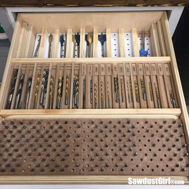 Bit Storage Drawer Organizer with sliding and pull out trays