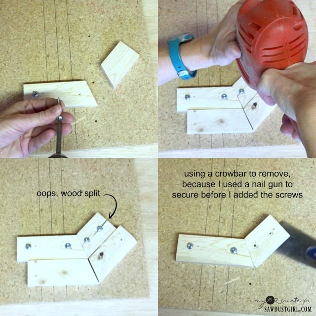 attaching jig pieces to scrap wood