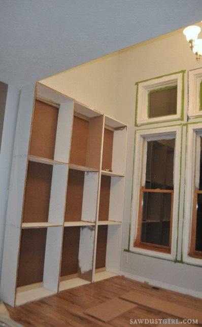 building DIY cabinets in library 