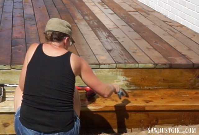 Staining and sealing deck steps