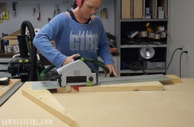 making diagonal cuts on a 2x6 with a track saw