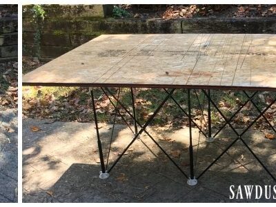 The Centipede sawhorse table is light, mobile, easy to set up and collapse.