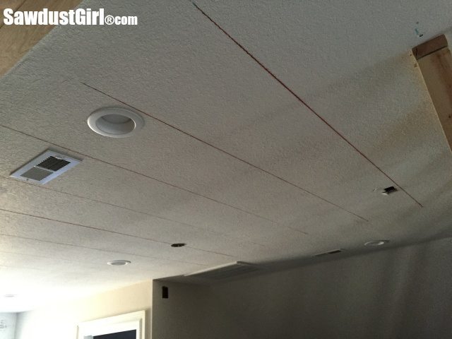 Installing a DIY Plywood V-Groove Plank Ceiling Chalk Lines After