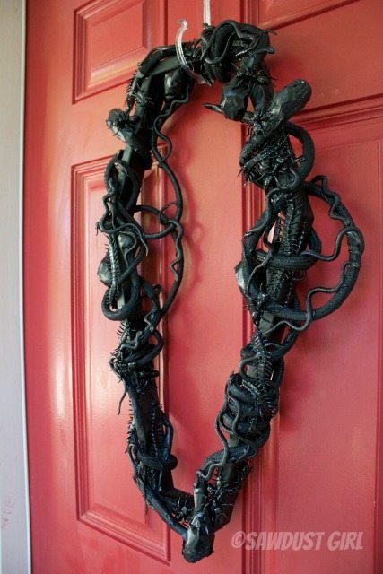 Snake entwined coffin wreath for Halloween