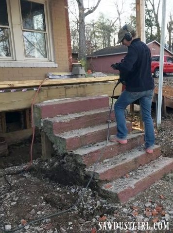 Breaking up concrete steps