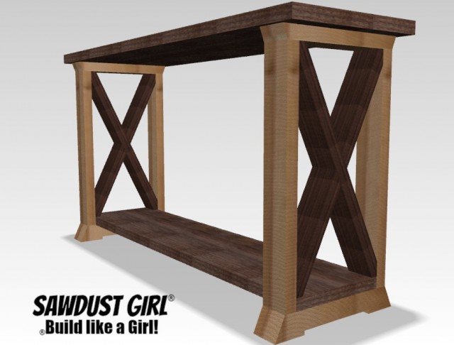 boX leg console table - free and easy project plans from https://sawdustgirl.com.
