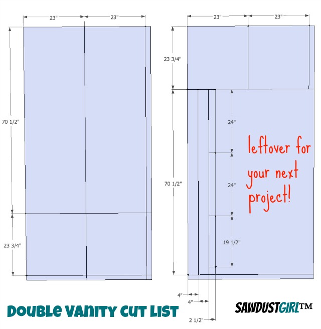 cut list - Double vanity plans,