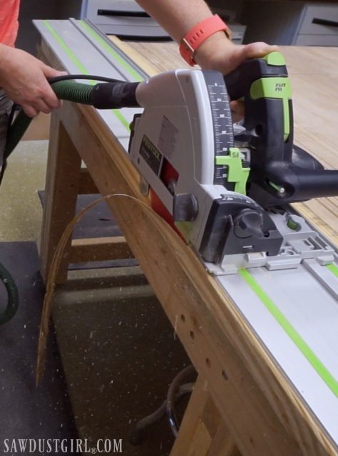 Using a track saw to joint wood before building diy tables