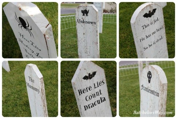 Halloween Graveyard with diy headstones