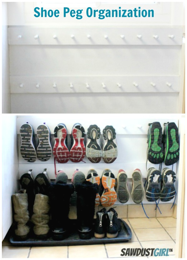 Super cheap and easy shoe organization from @Sawdust Girl.