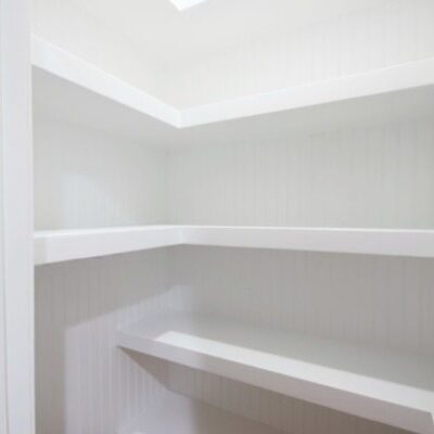 Hall Closet with Floating Shelves