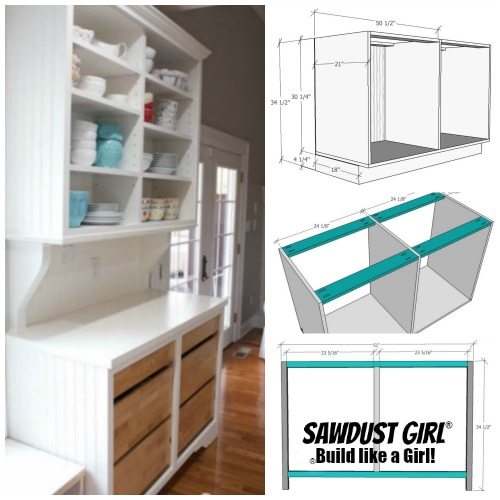 Free and easy plans to build a China Hutch base from https://sawdustgirl.com/