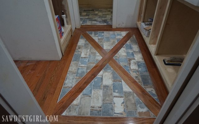 Wood Floor with Tile Inlay