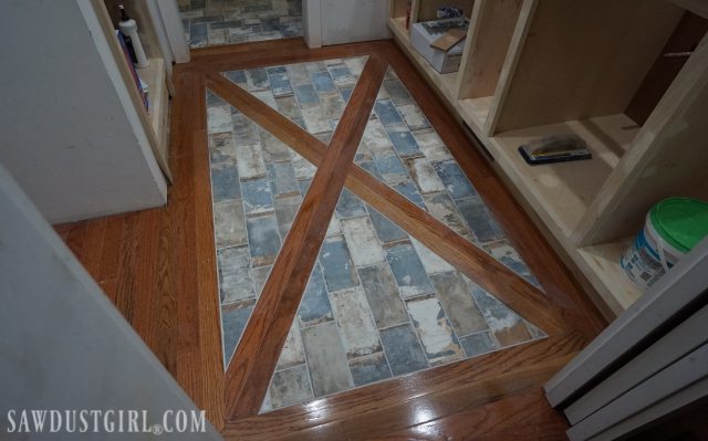 Wood Floor with Tile Inlay