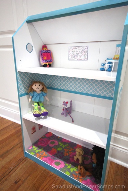Turn a bookshelf into a dollhouse