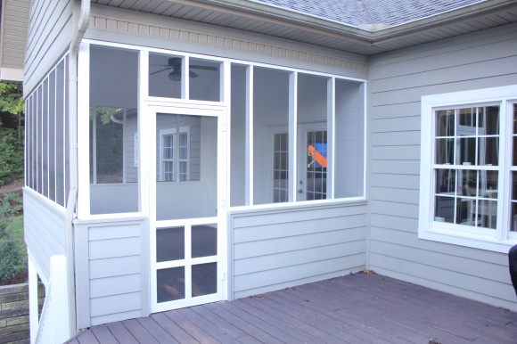 white painted screened in porch