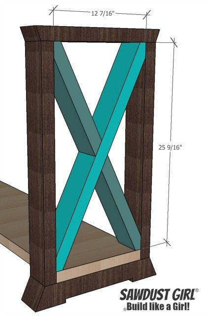 X leg console table - free and easy project plans from sawdustgirl.com