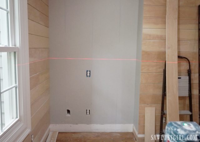 Laser level when installing planks 