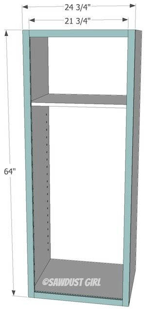Free plans for the "Madison Avenue Bookcase" from www.sawdustgirl.com.