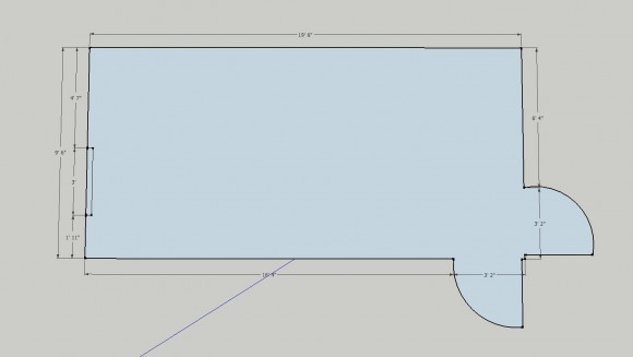 Step 1 in planning a walk-in closet design: floorplan.