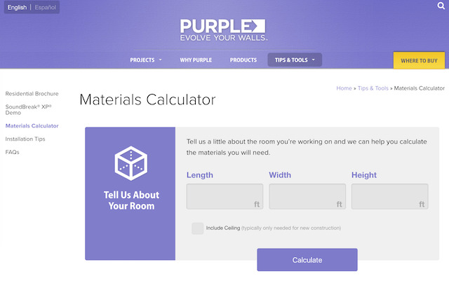 PURPLE XP® Drywall materials calculator