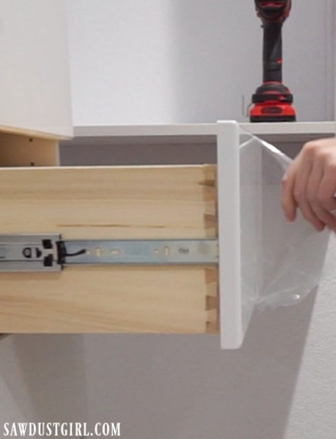 Drawer front protective plastic