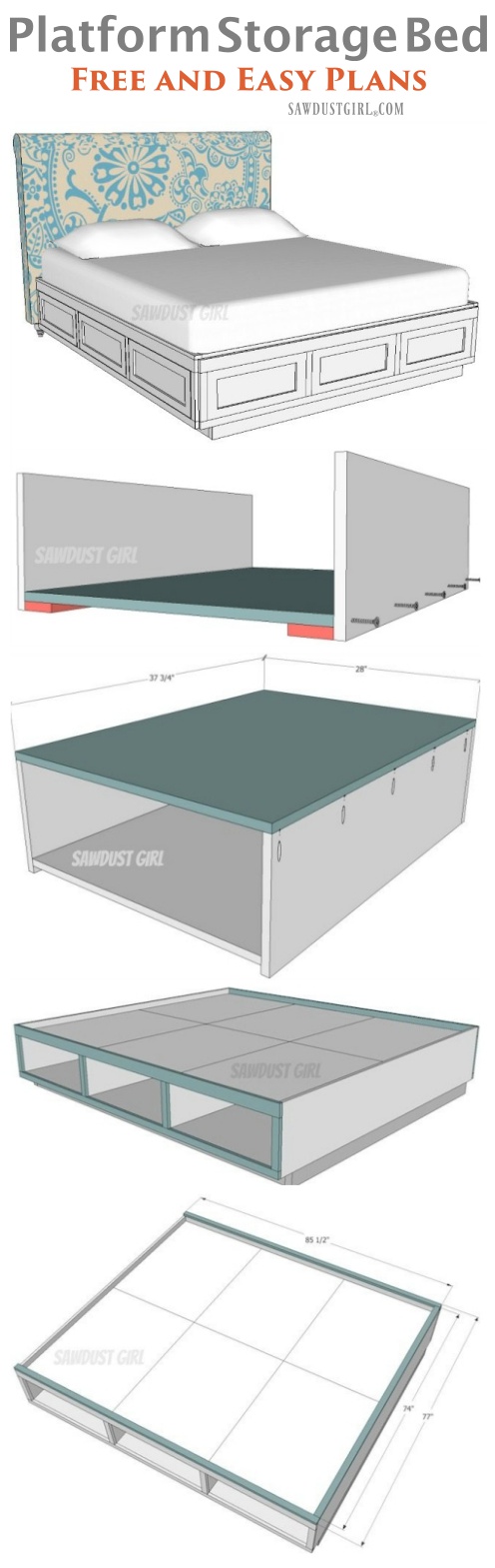 Build a platform storage bed with free plans!