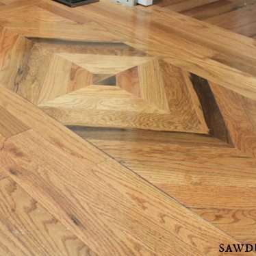 Wood floor design in powder room