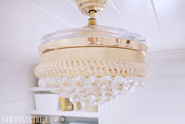 Bedroom Makeover Reveal & Ideas for Small Bedrooms - Pretty bedroom ceiling fan chandelier.