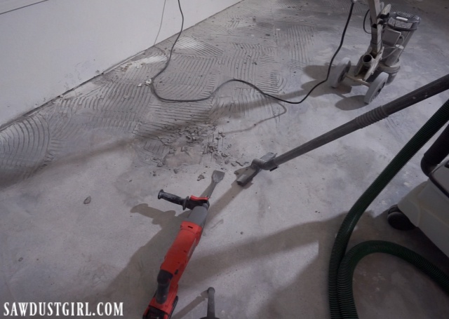 How to remove thinset from concrete after removing tile