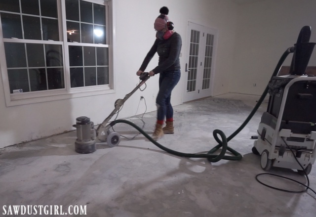 Grinding thinset off concrete floors