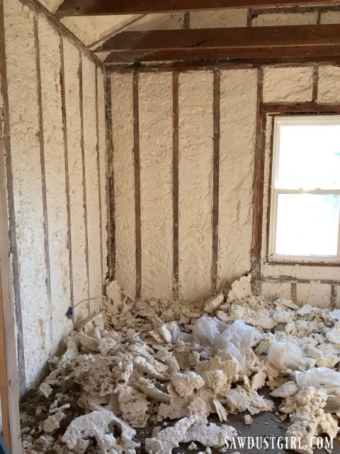 Trimming off excess of Spray foam insulation 