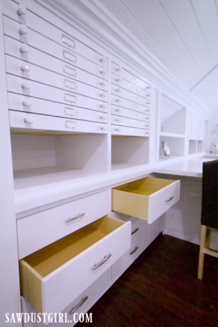 Craft room storage drawers