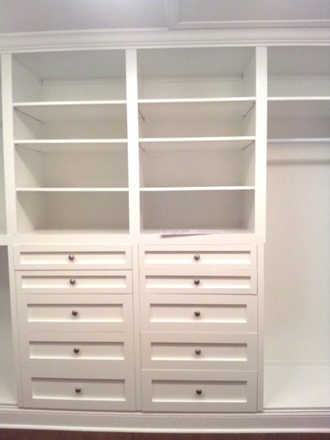 Custom cabinets in built-in closet