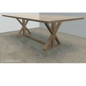 DIY X Base Dining Table – free woodworking plans