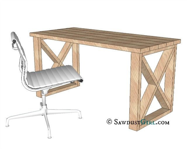 X Leg Desk plans and tutorial from @Sawdust Girl.