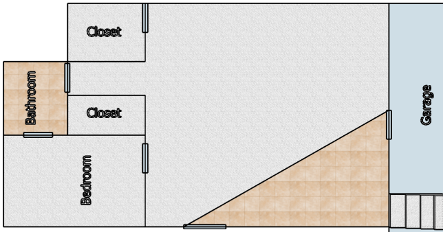 Basement layout with tile and carpet